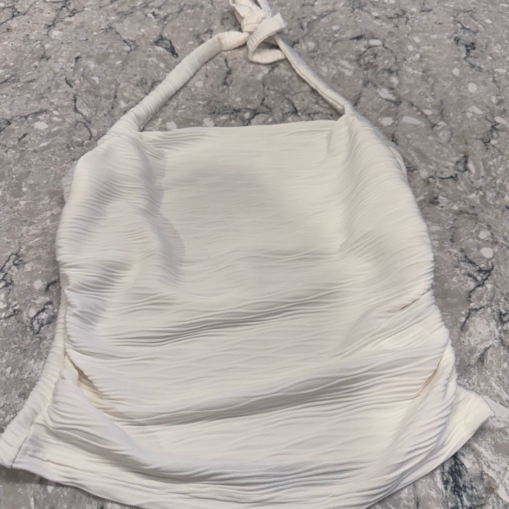 White Ruched Halter Top